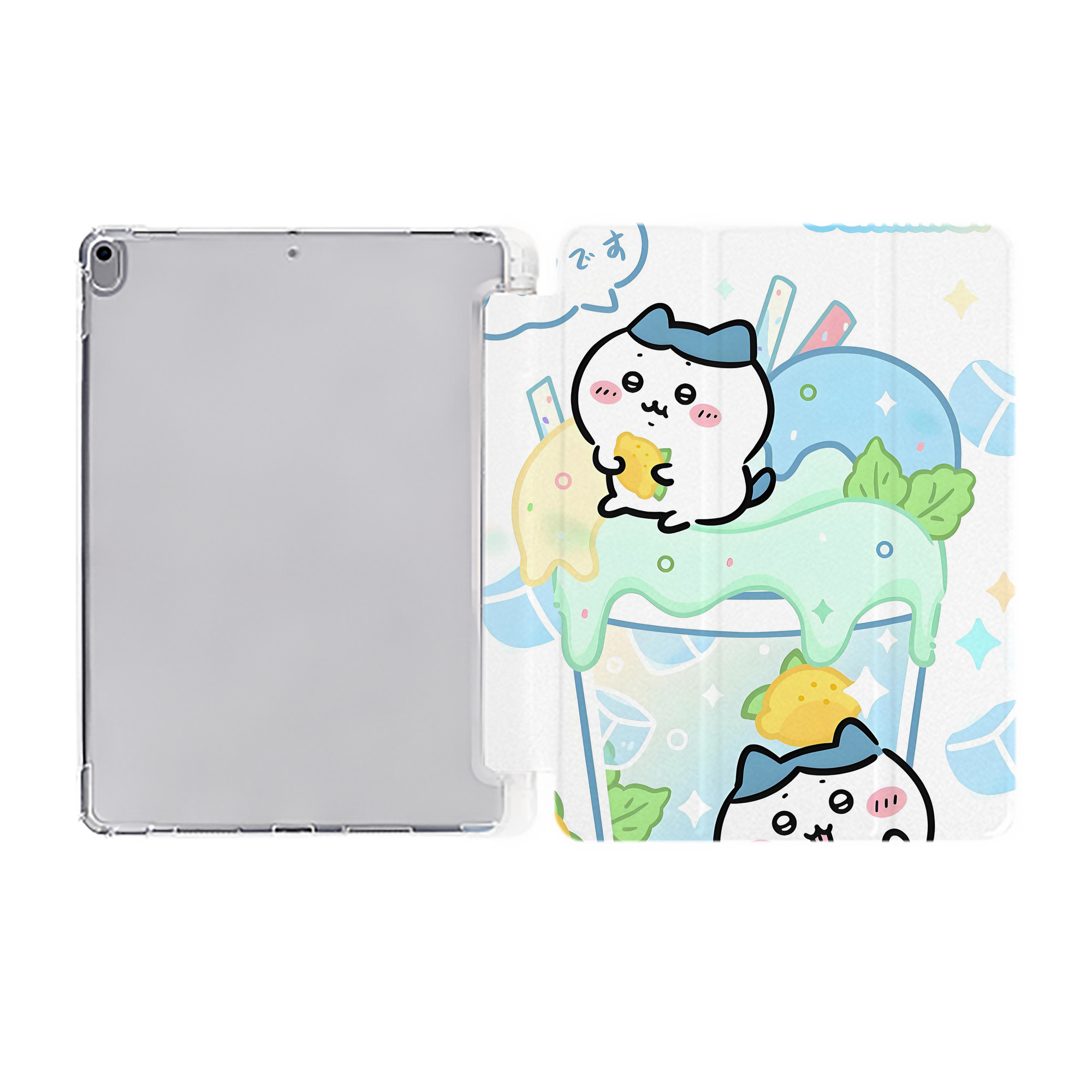 （画像用） ちいかわ Chii-kawa IPad ケース ペン収納付き 三つ折りスタンド PUレザー×シリコン 対応機種9.5/10.5/10.9インチ